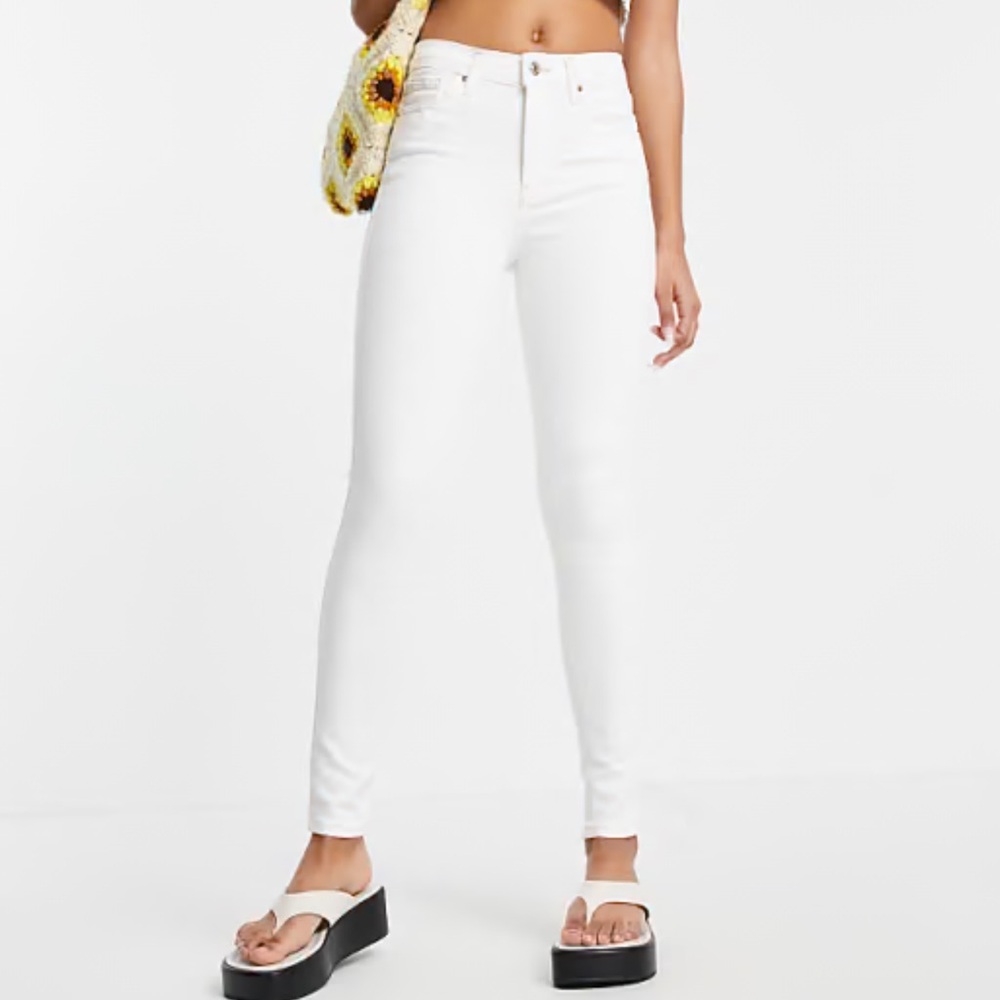 Topshop Jamie skinny ivory off white‎ five pocket jeans Sz 25 X 30